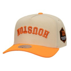 Men's Houston Dynamo FC Mitchell & Ness Cream/Orange Upside Down Pro Pinch Snapback Hat
